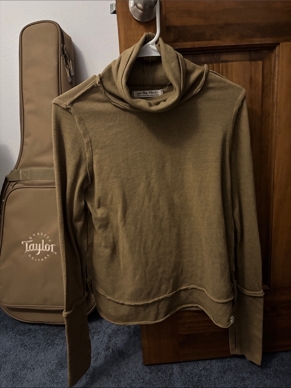 Free People Olive Green Lightweight Turtleneck Sweater